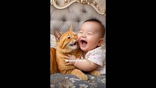 cute cat and child #catvideos #cat #funny