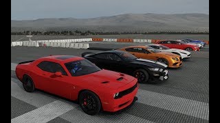 Forza 7 | Dodge Challenger Hellcat EPIC DRAG RACE!  vs Mustang GT350, Aston Martin,and more!