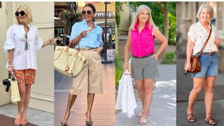 MODA 2024/OUTFITS CON PANTALONES CORTOS PARA SEÑORAS DE 50, 60 Y 70 AÑOS