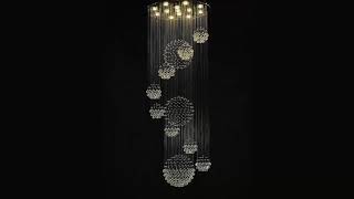 Luxury Solar System Spiral Raindrop Chandelier For Foyer And Entryway