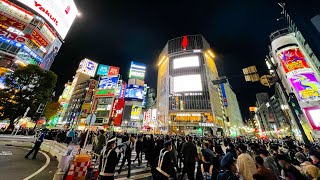 Shibuya night walk with many people during the World Cup Tokyo GoPro HERO 10 【JAPAN 4K】