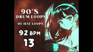 [FREE] 90's Hi-Hat Drum Loop 92 BPM 13 [Full Hi-Hat Drum Loops ] | Free Stock Music Loops & Samples