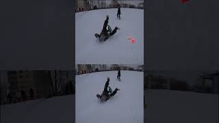 Boy Snow Slide Fails