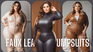 AMERICAN AI LOOKBOOK - 4K AI ART FASHION LOOKBOOK - PLUS SIZE FAUX LEATHER JUMPSUITS