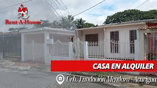 Casa en Alquiler Urb. Fundación Mendoza, Acarigua Edo Portuguesa