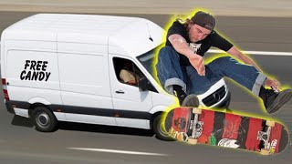 Kickflip in a MOVING CAR!!!