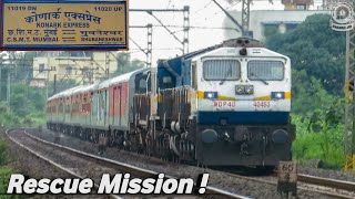 Failed Pune WDP-4D Rescued By KJM WDP-4D ! 01019 Mumbai Bhubaneswar Konark Express