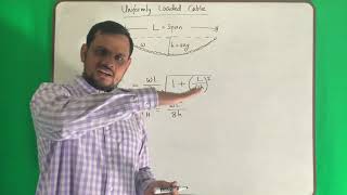 Statics (Lec 41) -  Solving a uniformly loaded cable