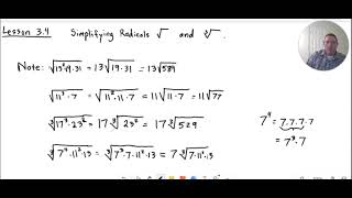 Lesson 3.4 - Simplifying Radicals