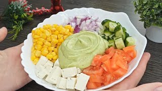 Salad | Salad recipe with cucumber, tomato and avocado. Avocado pasta