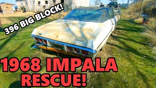 BARN FIND 1968 Impala 4 Door with a 396 BIG BLOCK Sitting Outside! (Barn Find Rescue)