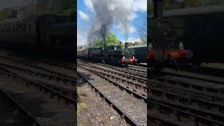 Double header 7714 and 1369 leaving Bridgnorth Station steam gala