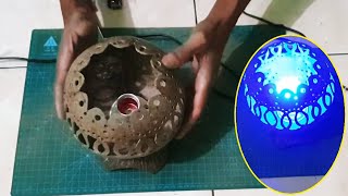 Ide usaha lampu hias dari batok kelapa || Cara Membuat Lampu Tidur dari Batok Kelapa dan Buah Maja