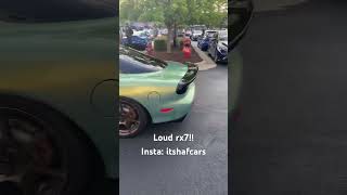 SUPER LOUD RX7 PULLS UP TO CARS AND COFFEE.