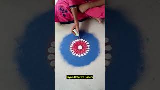 Easy rangoli design #flowerrangoli #rangolidesign #viralart #artshorts