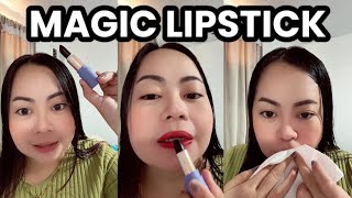 Trying this Tiktok Lipstick Trend | Color changing magic lipstick