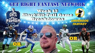 Fantasy Football Week 13 Game by Game Start/Sit Show with *Live* Q&A | GRFN Ep. 227