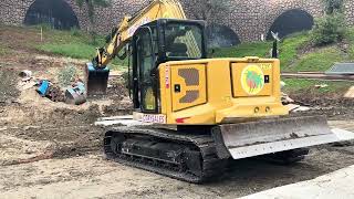 John Deere 210 Skiploader and CAT CB2.7 Compactor - concrete driveway preparation - 9/22/2023