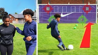 My Little Sister Wants to Beat Me In A 1v1 Football Target Challenge | Nike Football Reporter EP1