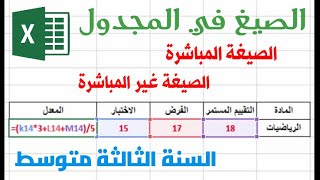 الدرس 7 : الصيغ في المجدول - السنة الثالثة متوسط - مادة المعلوماتية