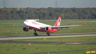 Wing wave! Spectacular final AirBerlin A330 take-off from Düsseldorf airport (4K)