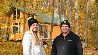 Building OFF-GRID Cabin Shelter in the Woods - Autumn BEAUTY