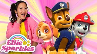 Los cachorros de PAW PATROL Chase, Skye y Rubble con slime de colores | Ellie Sparkles