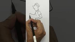 How to draw cartoon man running jogging easy