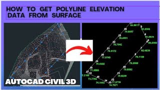 How to get polyline elevation data from surface in autcad civil 3d