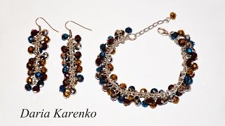 DIY Шикарный браслет и серьги из стеклянных бусин. Мастер класс \ Bracelet and earrings of beads