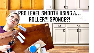 1☝️step paint recipe PRO SMOOTH kitchen Cabinet makeover w ROLLER🧈 🏆 Battle of sponges!