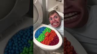 Experiment: Eating Colorful M&M's Reese's out of the Toilet #shorts.....#funny #viral