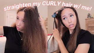 Straighten my CURLY hair with me! | type 3 curly hair, trying out the tymo straightening comb!