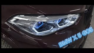 BMW X 5 G05 чистка стекла с внутренней стороны, детейлинг внутренних деталей