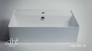 ALFI brand ABC901-W White 24" Modern Rectangular Above Mount Ceramic Sink with Faucet Hole