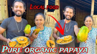 Local Pure organic papaya khakar Maja aagaya  with my mummy