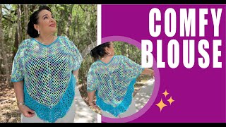 Comfy Blouse / how to crochet - EASY AND FAST - BY LAURA CEPEDA