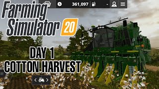 day 1 cotton harvesting | and planting | fs 20 | farming simulator 20