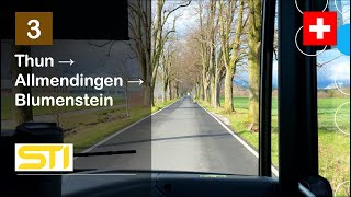 [4K] 🇨🇭 Cab Ride: STI THUN BUS | 3: Thun → Allmendingen → Blumenstein | MB Citaro C2 Hybrid