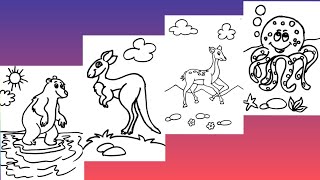 Deer,Kangaroo,Polar bear, Octopus drawing #shorts