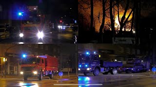 [FEU 5 - Lagerhalle im Vollbrand] Einsatzfahrten Feuerwehr und Technisches Hilfswerk Hamburg