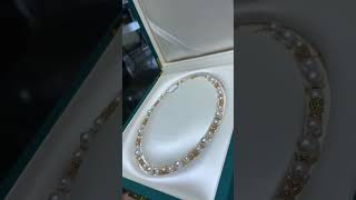 7-7.5mm Japanese akoya pearl & 8-11mm Australia white pearl necklace in 18k gold