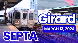 SEPTA MFL Trains at Girard: Market Frankford Line - Filmed March 13, 2024