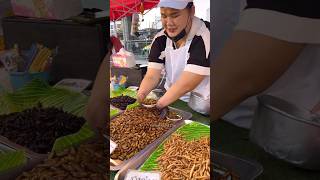 Fight for Life !! Hardworking Lady Selling Fried Insects -Thai Street Food