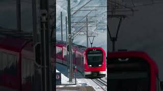 Modern Swiss Train in the Snow #shorts #short #youtubeshorts