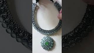 Premium green mint oxidised necklace with earrings, 9289583544, Www.diamonddrops.in#Jwellery#rakhi