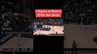 Clippers vs Blazers 10/30: Box Score