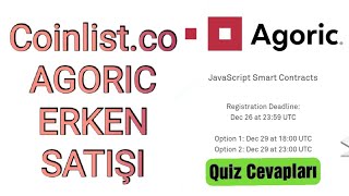 Coinlist Agoric ERKEN SATIŞI ve Quiz Cevapları