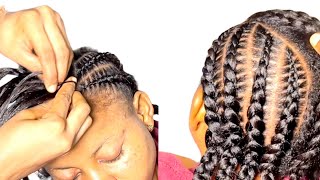 😱STITCH BRAID MADE EASY| HOW TO STITCH BRAID| FEEDIN CORNROW | BEGINNER TUTORIAL | VERY DETAILED