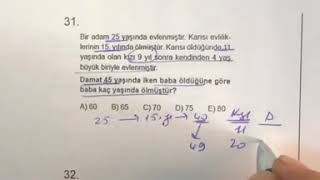 Bir Sorum Var | Matematik - Yaş Problemi - M0010